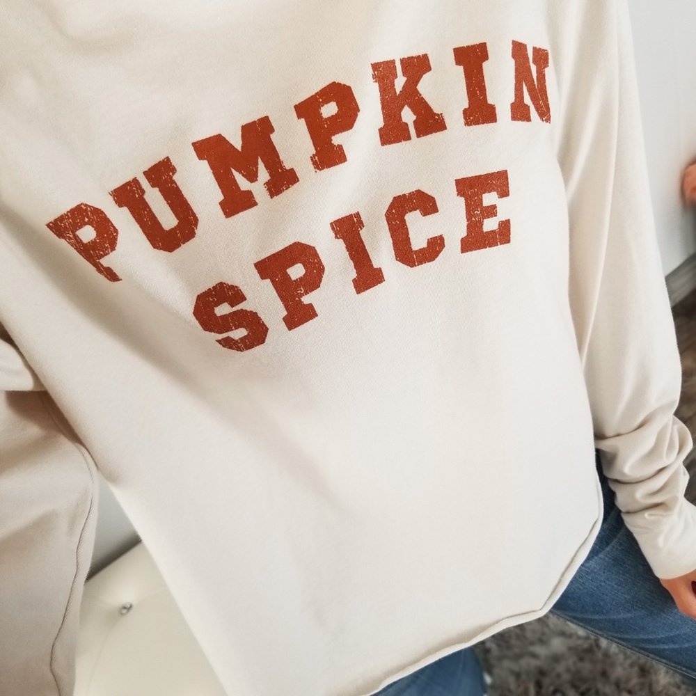 Pumpkin Spice Graphic Top Long Sleeve Tees Cute Fall Tops